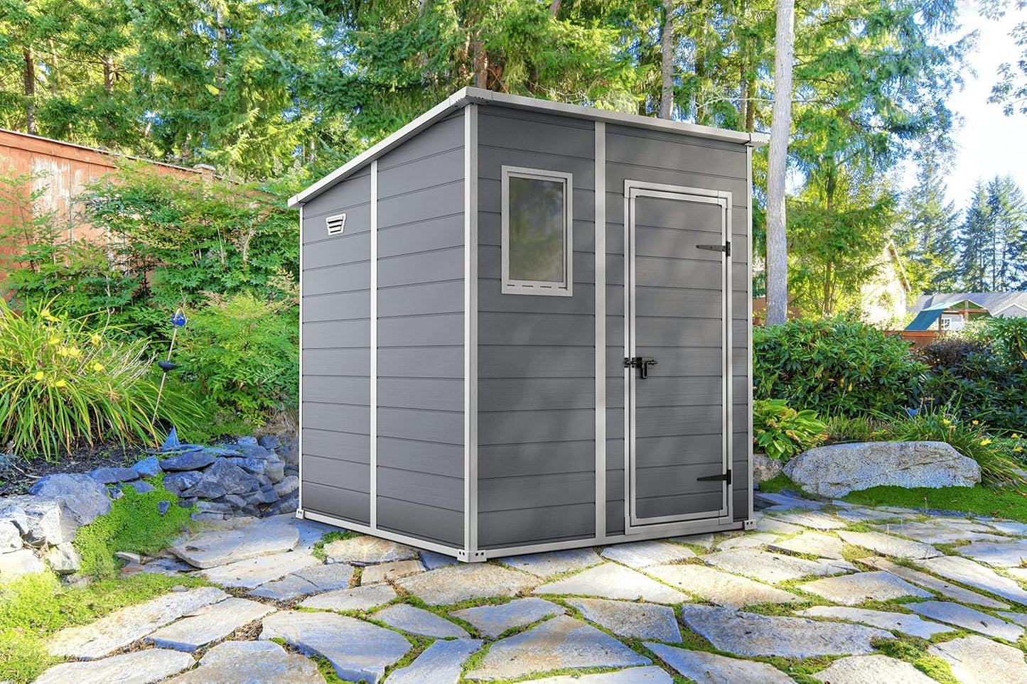 Garden Storage Shed 6 X 6 Ft Grey Resin Single Door