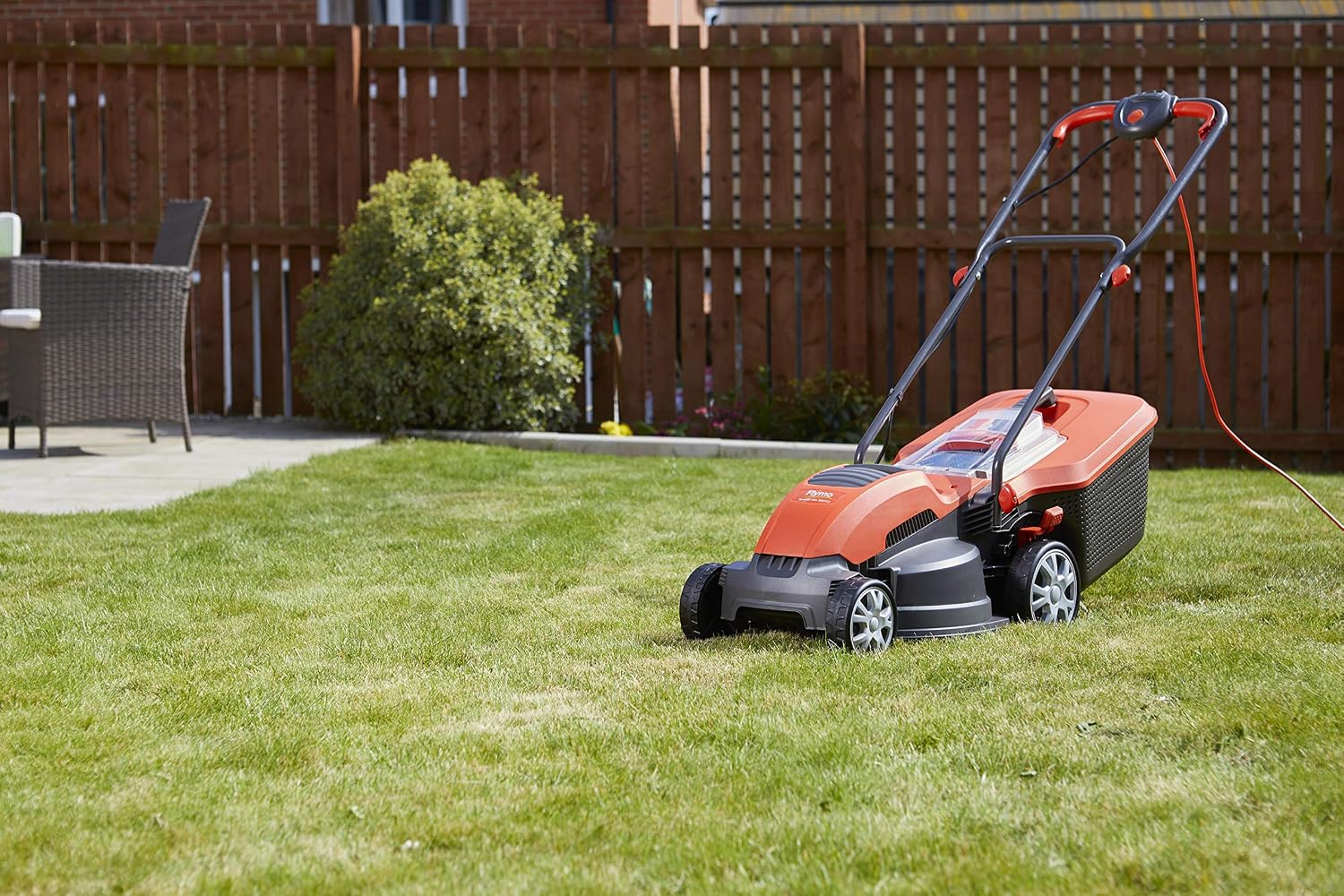 Corded Electric Hover Lawn Mower 1500W 36cm 40L 5 Heights Orange Grey