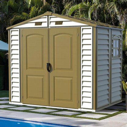 Plastic Garden Storage Shed 8 X 6 Ft Brown Double Doors Lockable