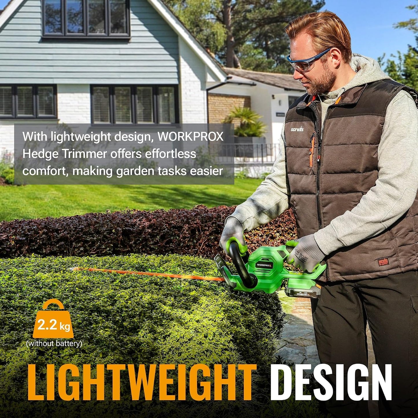 Cordless Hedge Trimmer 510mm 1200RPM 18mm Pruning Capacity Green