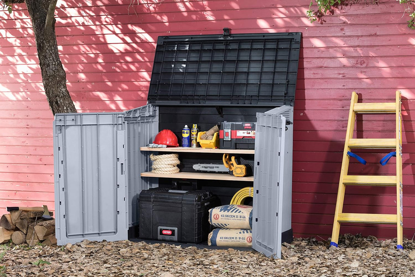 880L Resin Outdoor Storage Shed — Large Garden Storage Box in Grey