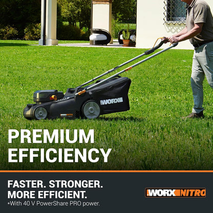 Cordless Lawn Mower 37cm Cutting Width 6 Height Settings 20-70mm 40V 4.0Ah Black