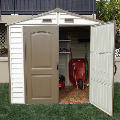 Plastic Garden Storage Shed 8 X 6 Ft Brown Double Doors Lockable