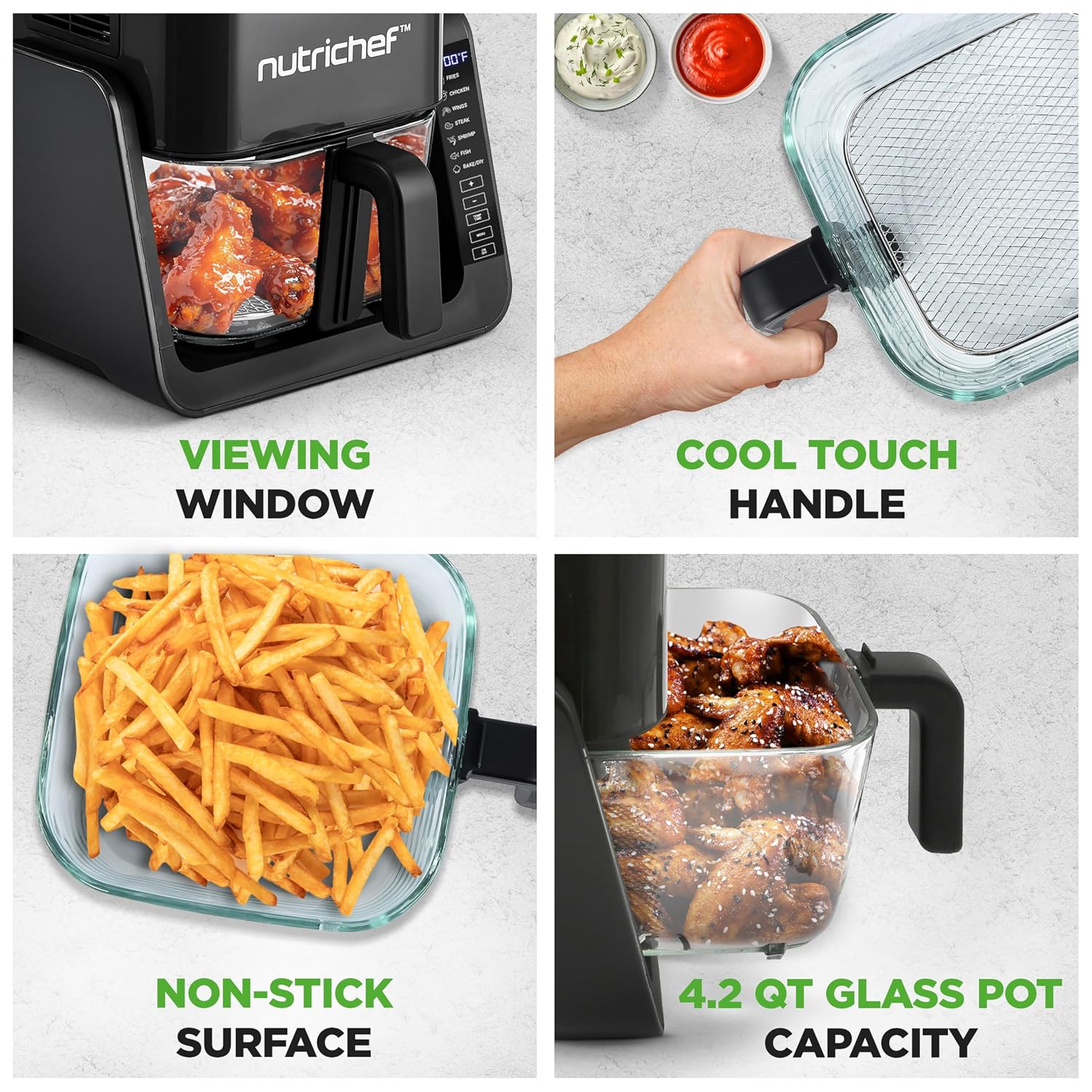 Air Fryer and Grill 4L 7-in-1 Preset Cook Modes Black