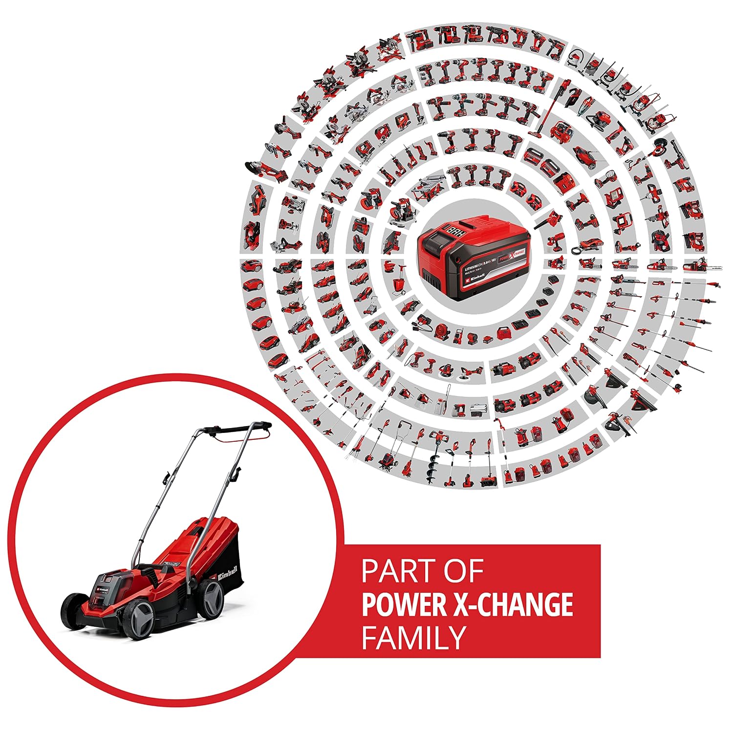 Cordless Lawn Mower 33cm 18V 4.0Ah Brushless Motor Red Black