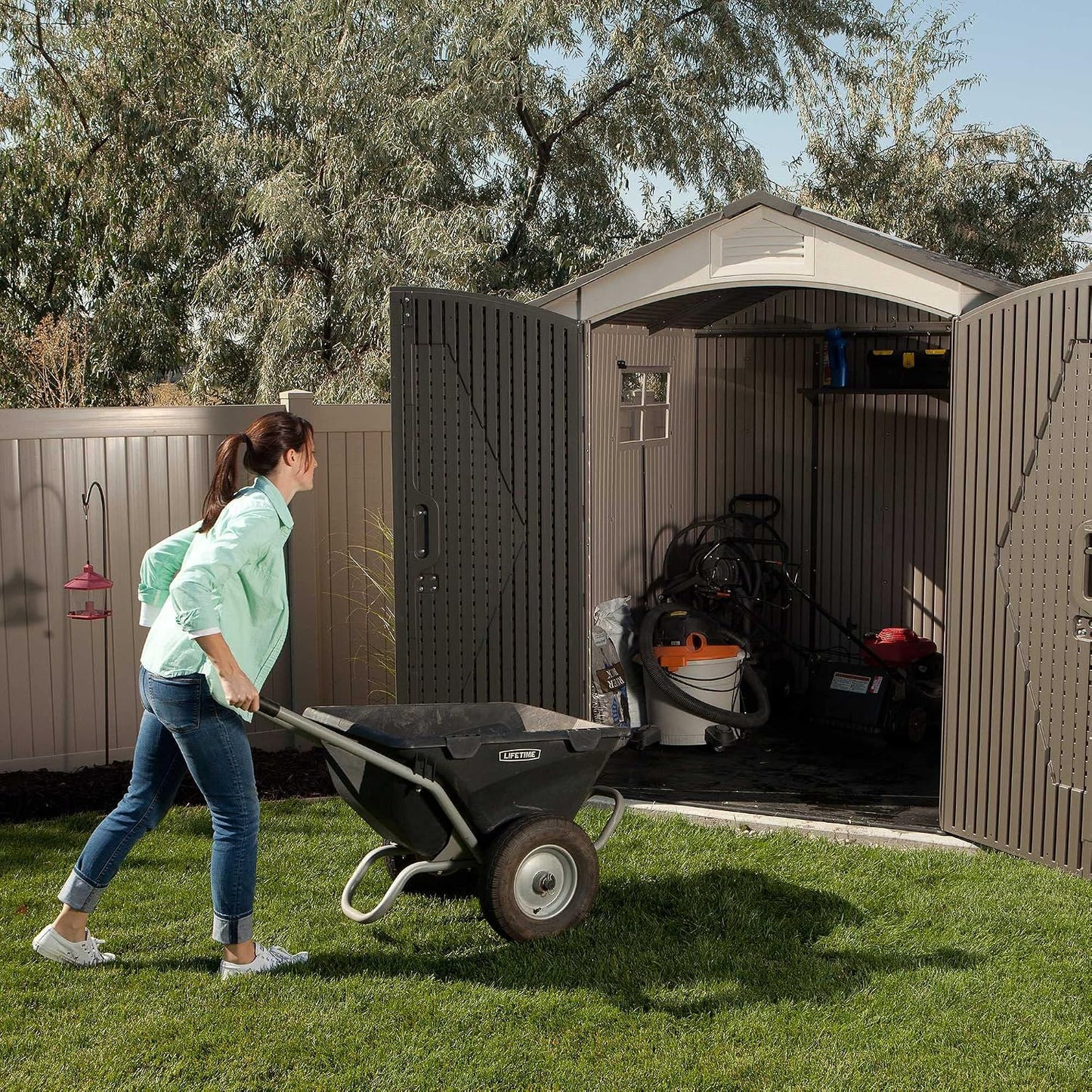 Outdoor Garden Storage Shed 7 X 7 Ft Beige Plastic Steel Frame