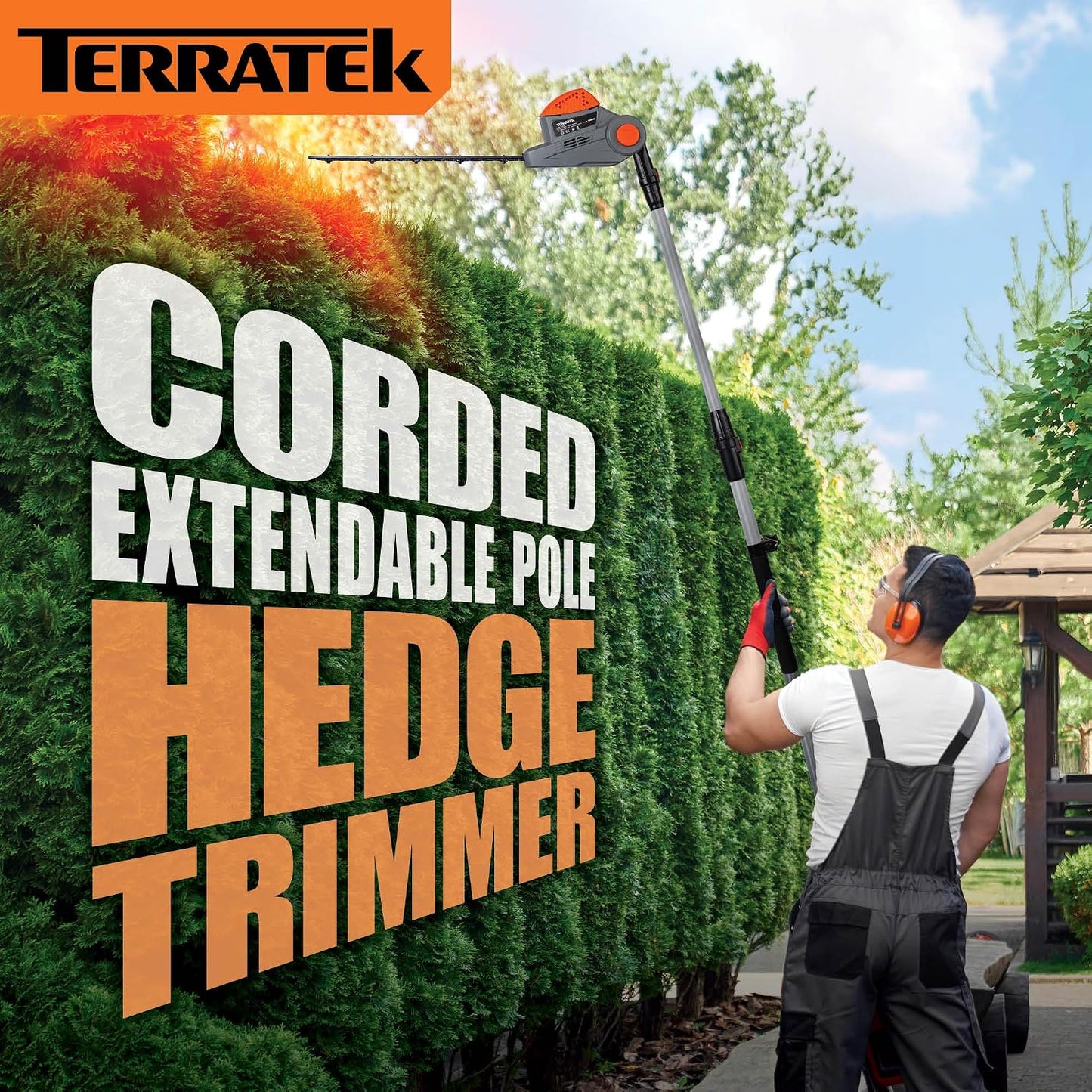 Corded Pole Hedge Trimmer 550W 2.5m Telescopic 45cm Blade 4-Position Head