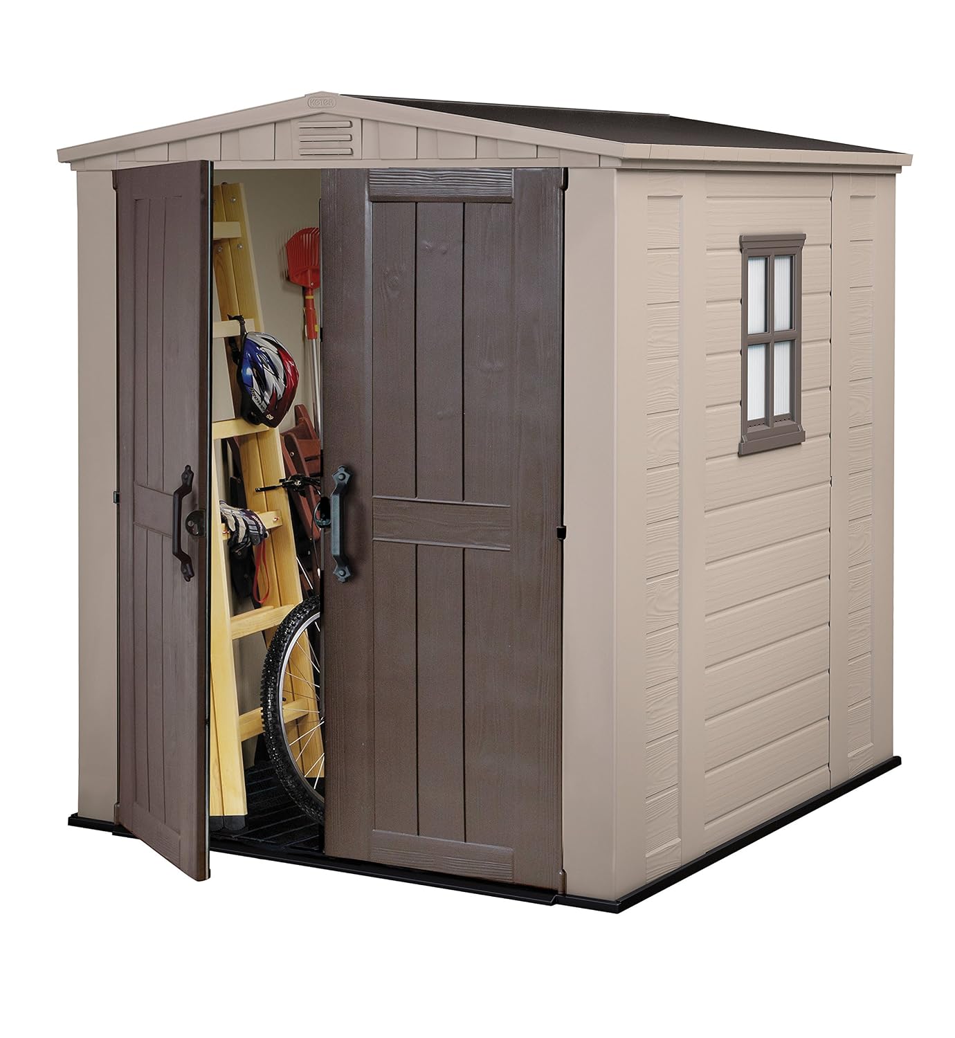 Resin Garden Storage Shed 6 X 6 Ft Beige Double Doors Lockable