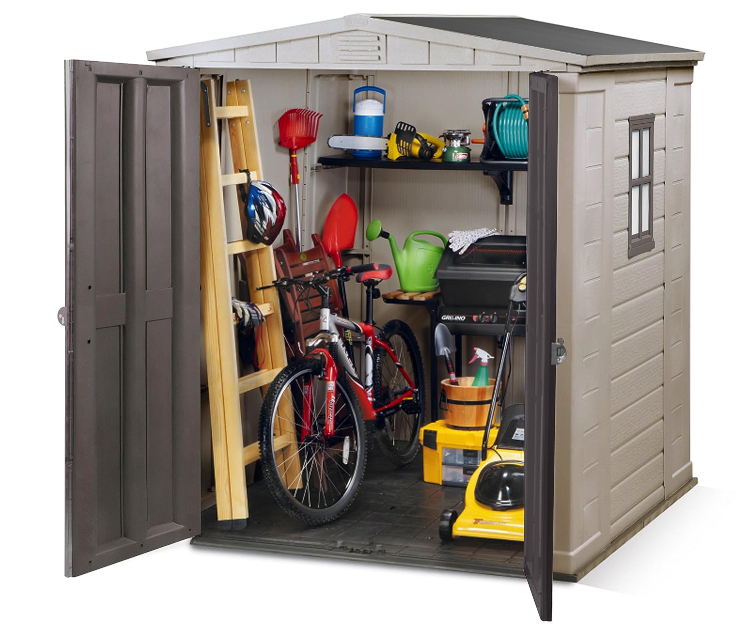Resin Garden Storage Shed 6 X 6 Ft Beige Double Doors Lockable