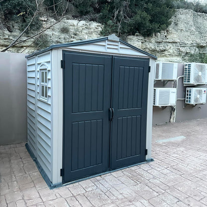 Plastic Garden Storage Shed 6 X 6 Ft Dark Grey Adobe Metal Roof