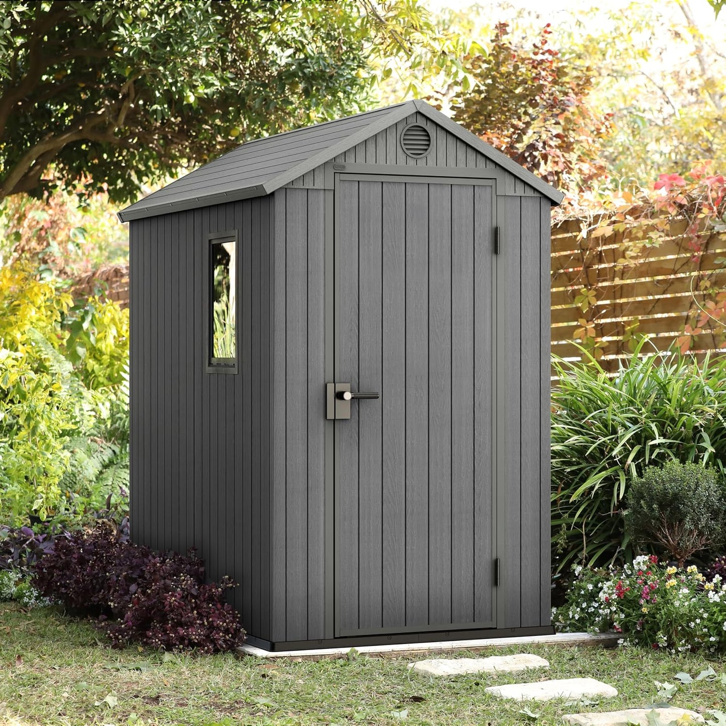 Resin Garden Storage Shed 6 X 4 Ft Grey Single Door Lockable