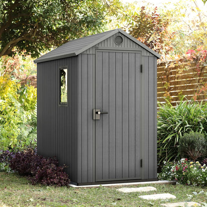 Resin Garden Storage Shed 6 X 4 Ft Grey Single Door Lockable