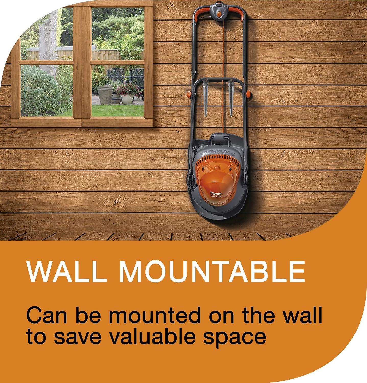 Electric Hover Lawn Mower 1400W 25cm 3 Heights 10m Cable Orange Grey