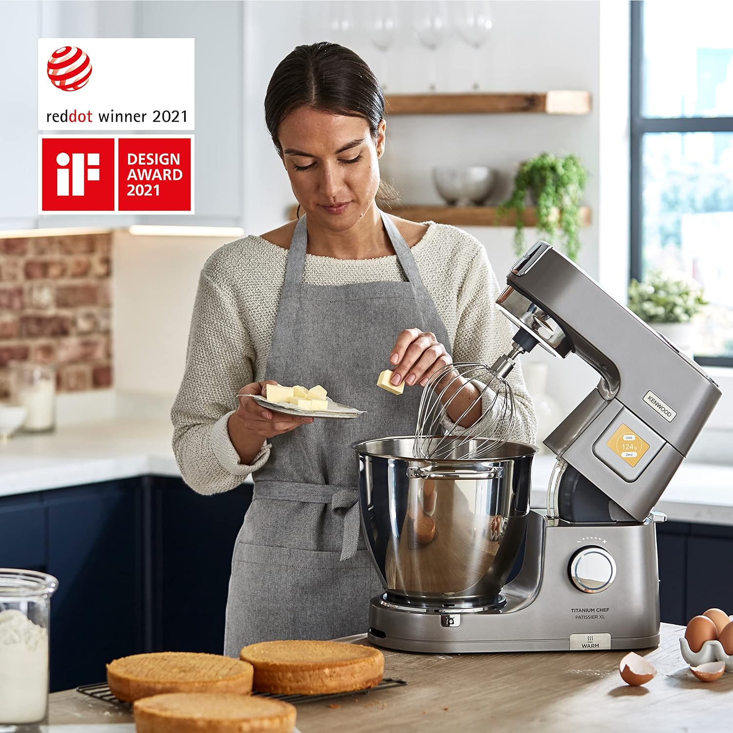 Stand Mixer 7L 5L 1400W 6 Speeds Touch Screen Silver