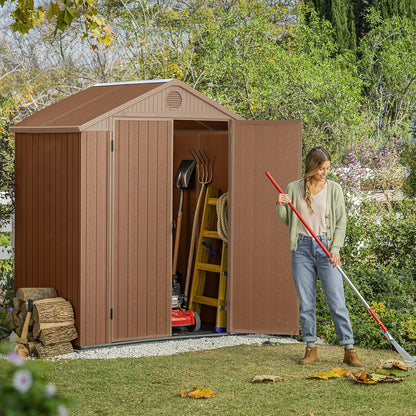 Darwin 6x4ft Double Door Garden Shed — Wood-Effect Outdoor Storage