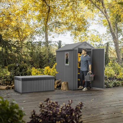Darwin 6x4ft Double Door Garden Shed — Wood-Effect Outdoor Storage