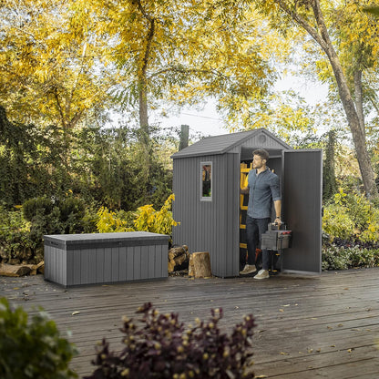 Resin Garden Storage Shed 6 X 4 Ft Grey Single Door Lockable