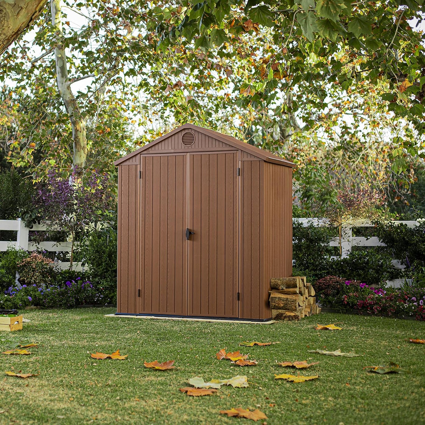 Darwin 6x4ft Double Door Garden Shed — Wood-Effect Outdoor Storage