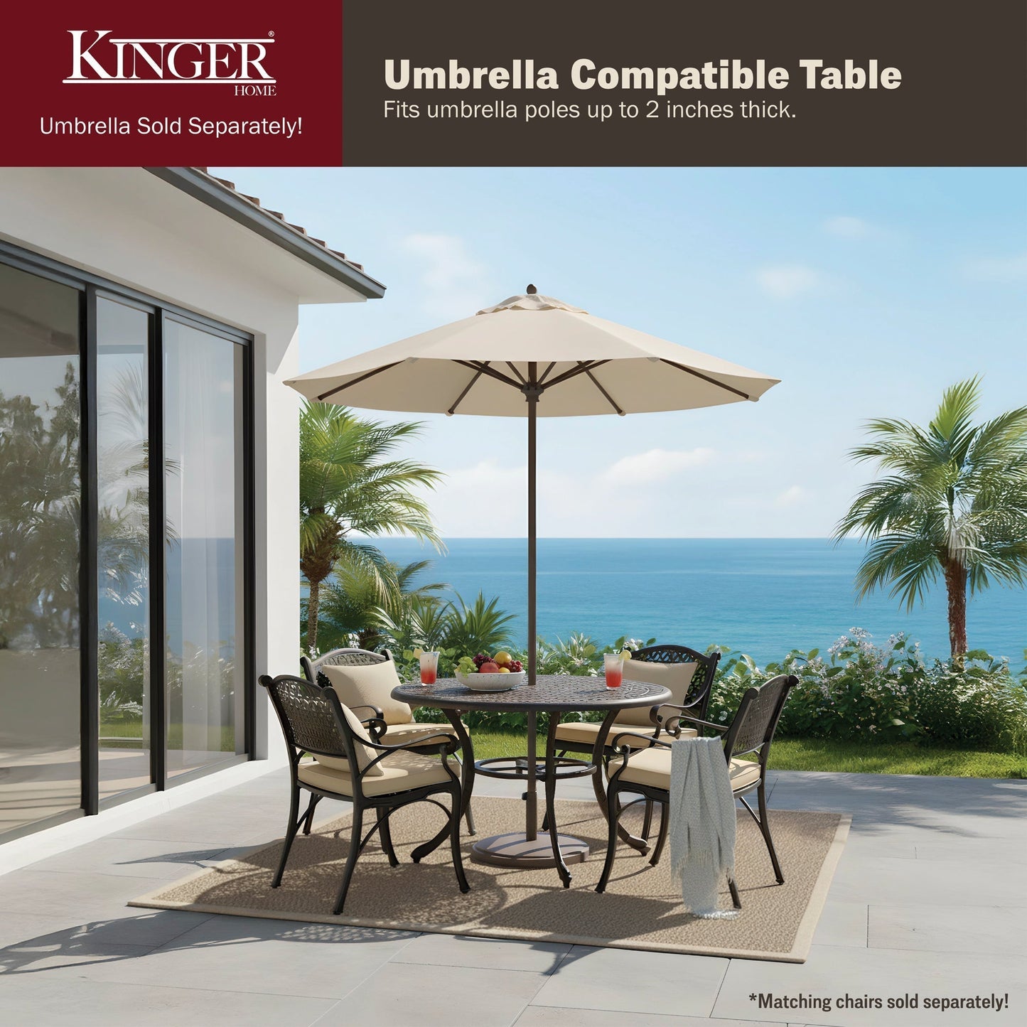 Harmon 41" Round Outdoor Dining Table for Patio