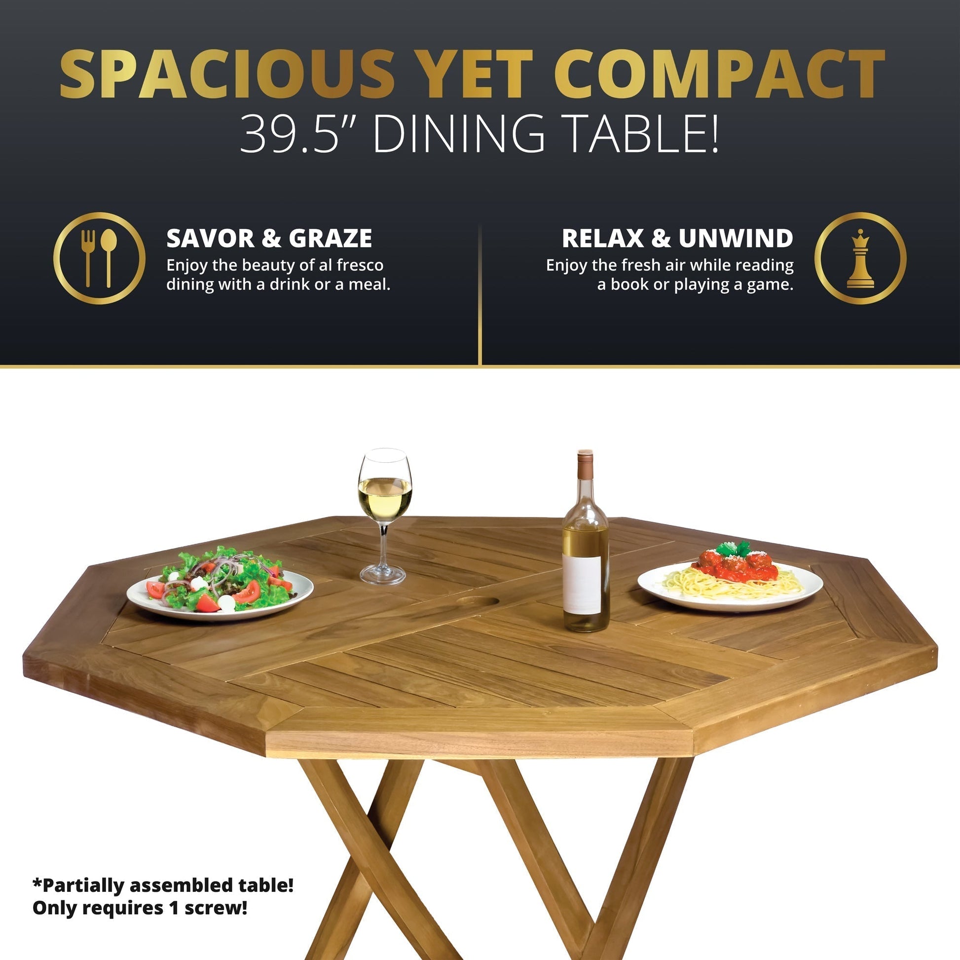 Octavia 5PC Outdoor Dining Set - Teakwood