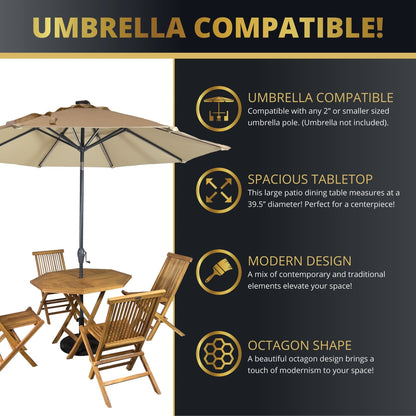 Octavia 5PC Outdoor Dining Set - Teakwood