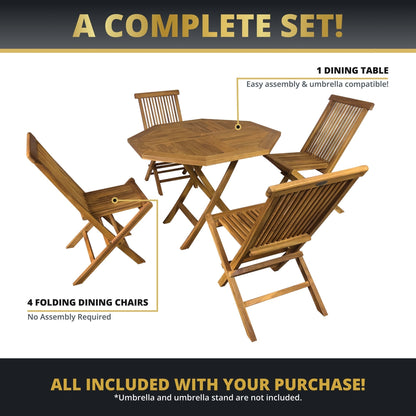 Octavia 5PC Outdoor Dining Set - Teakwood
