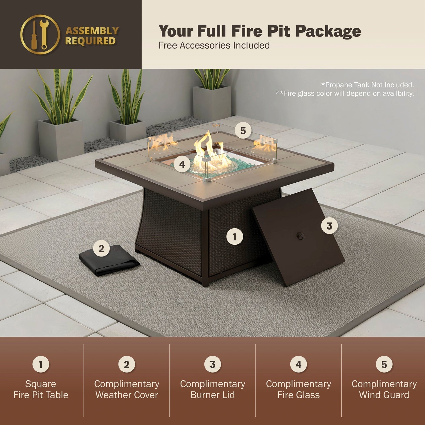 Elio 42" Outdoor Fire Pit Table for Patio