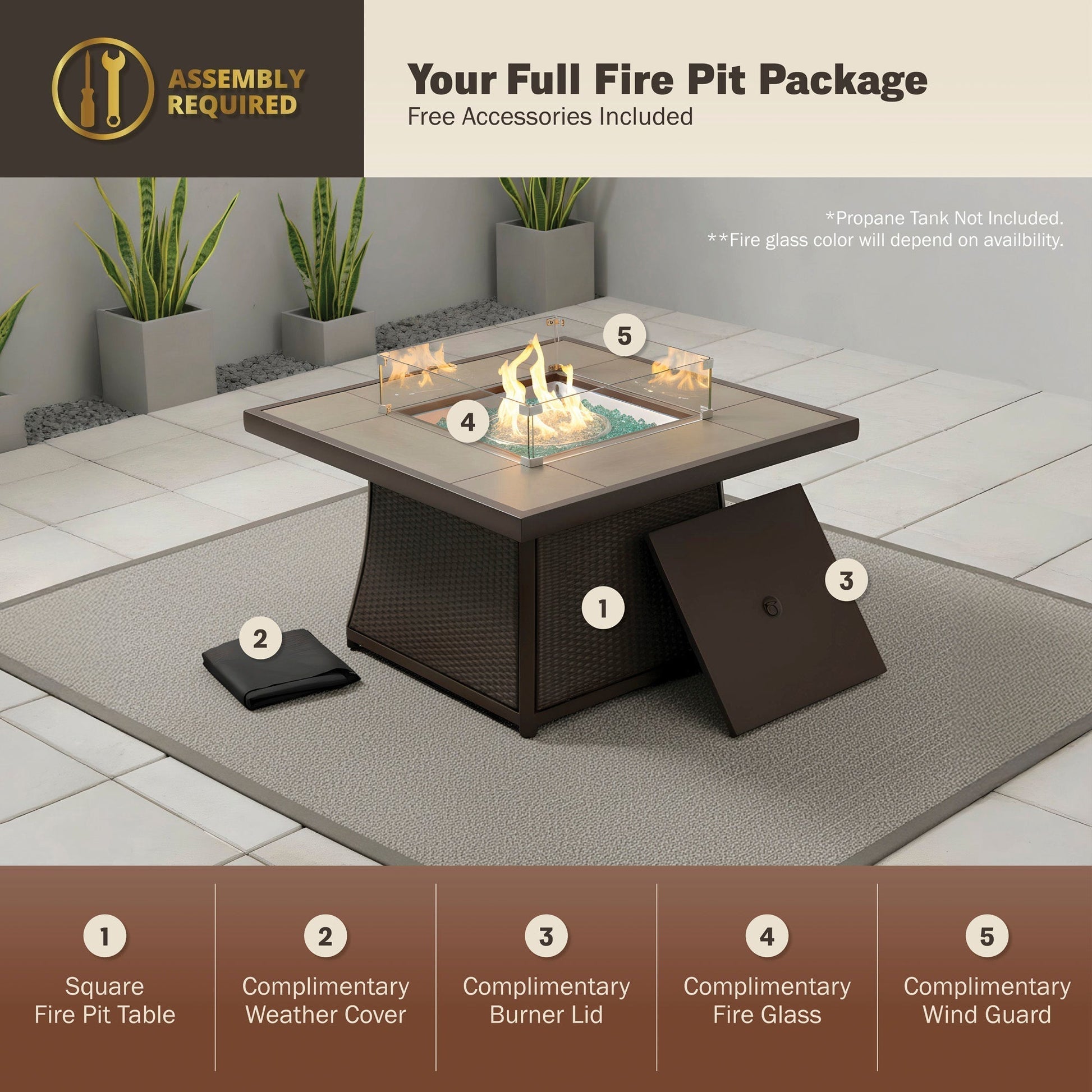 Elio 42" Outdoor Fire Pit Table for Patio