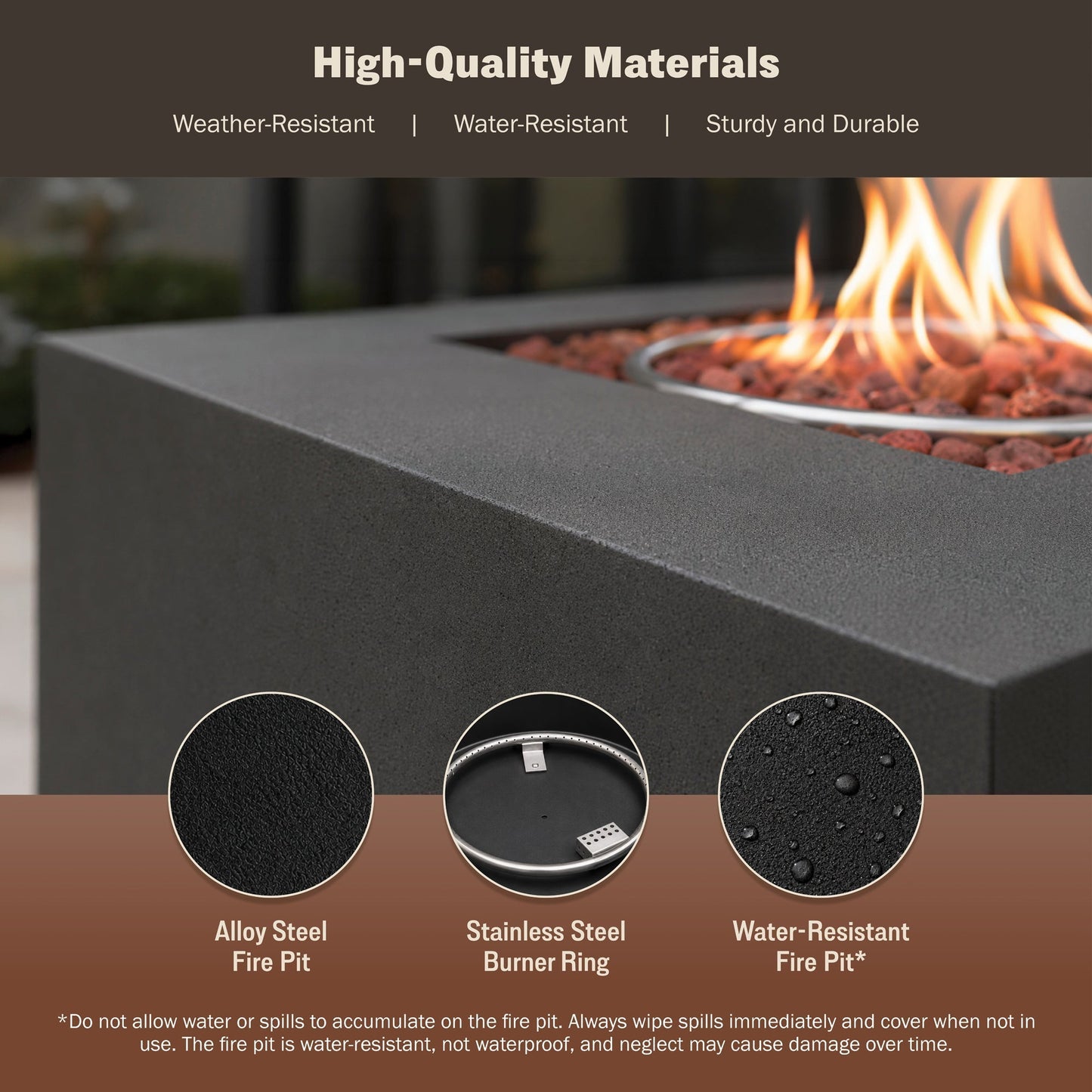 Kai 32" Outdoor Alloy Steel Fire Pit Table for Patio