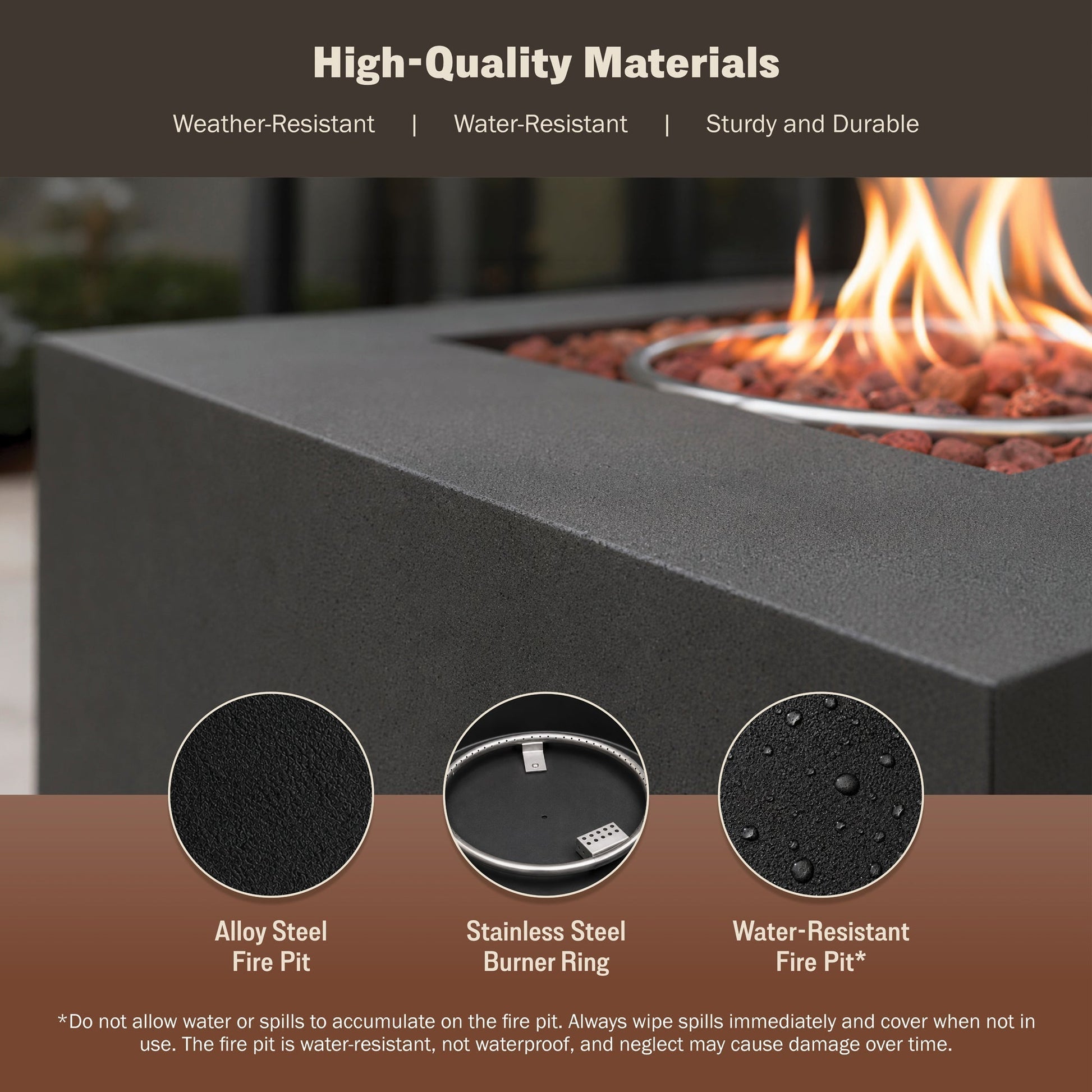 Kai 32" Outdoor Alloy Steel Fire Pit Table for Patio