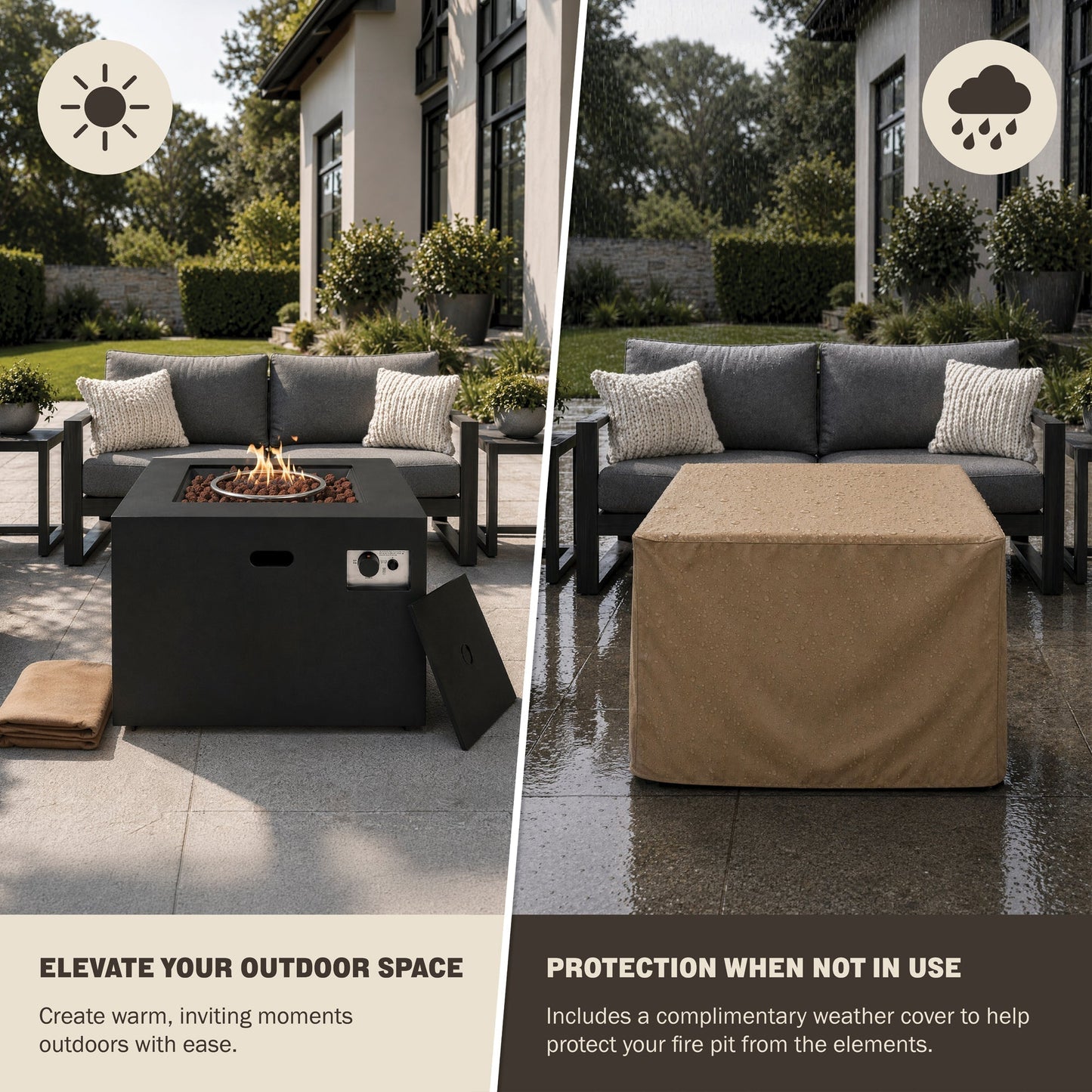 Kai 32" Outdoor Alloy Steel Fire Pit Table for Patio