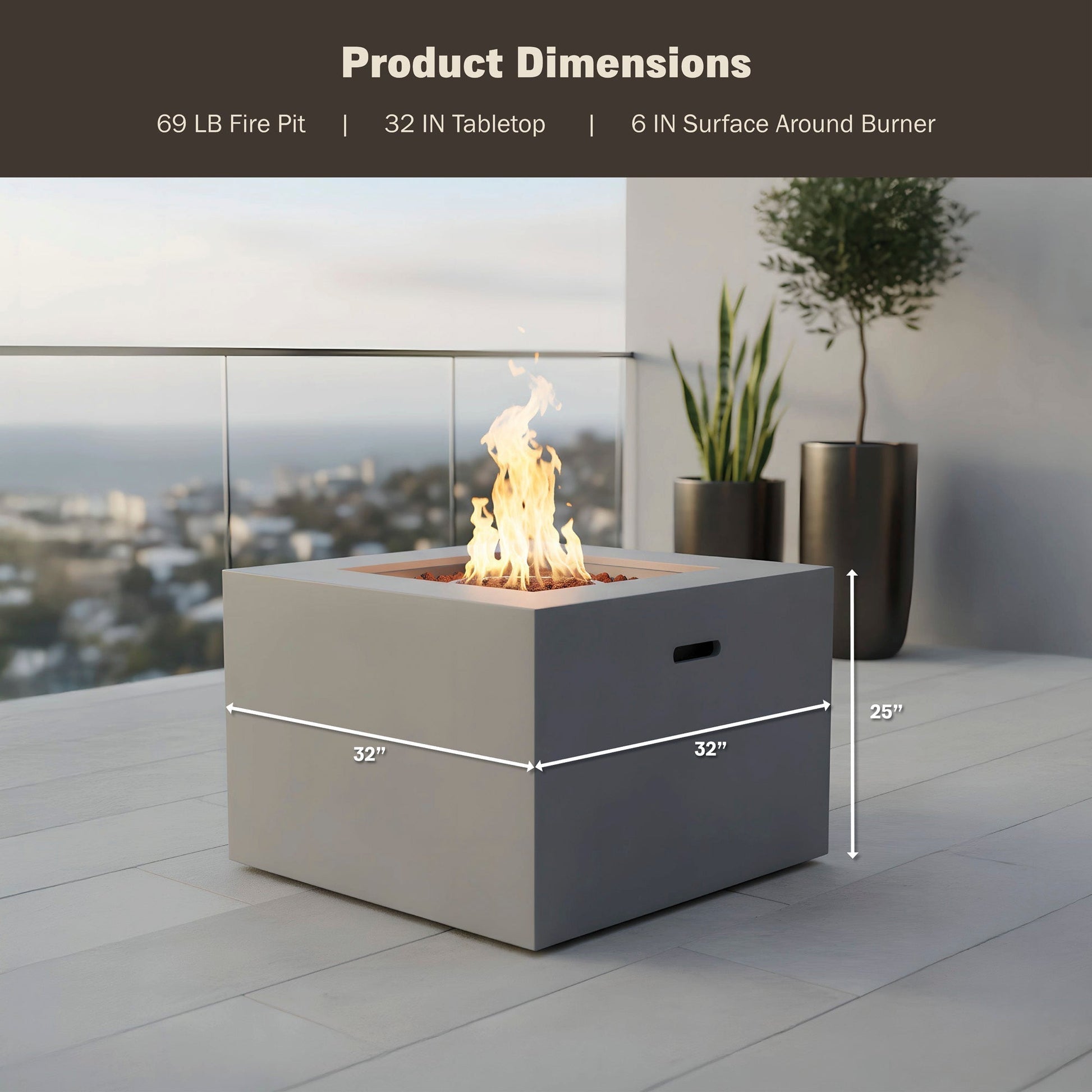 Kai 32" Outdoor Alloy Steel Fire Pit Table for Patio