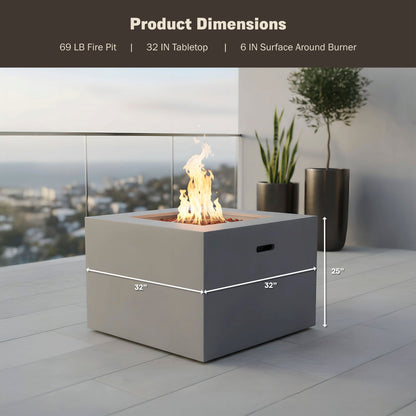 Kai 32" Outdoor Alloy Steel Fire Pit Table for Patio
