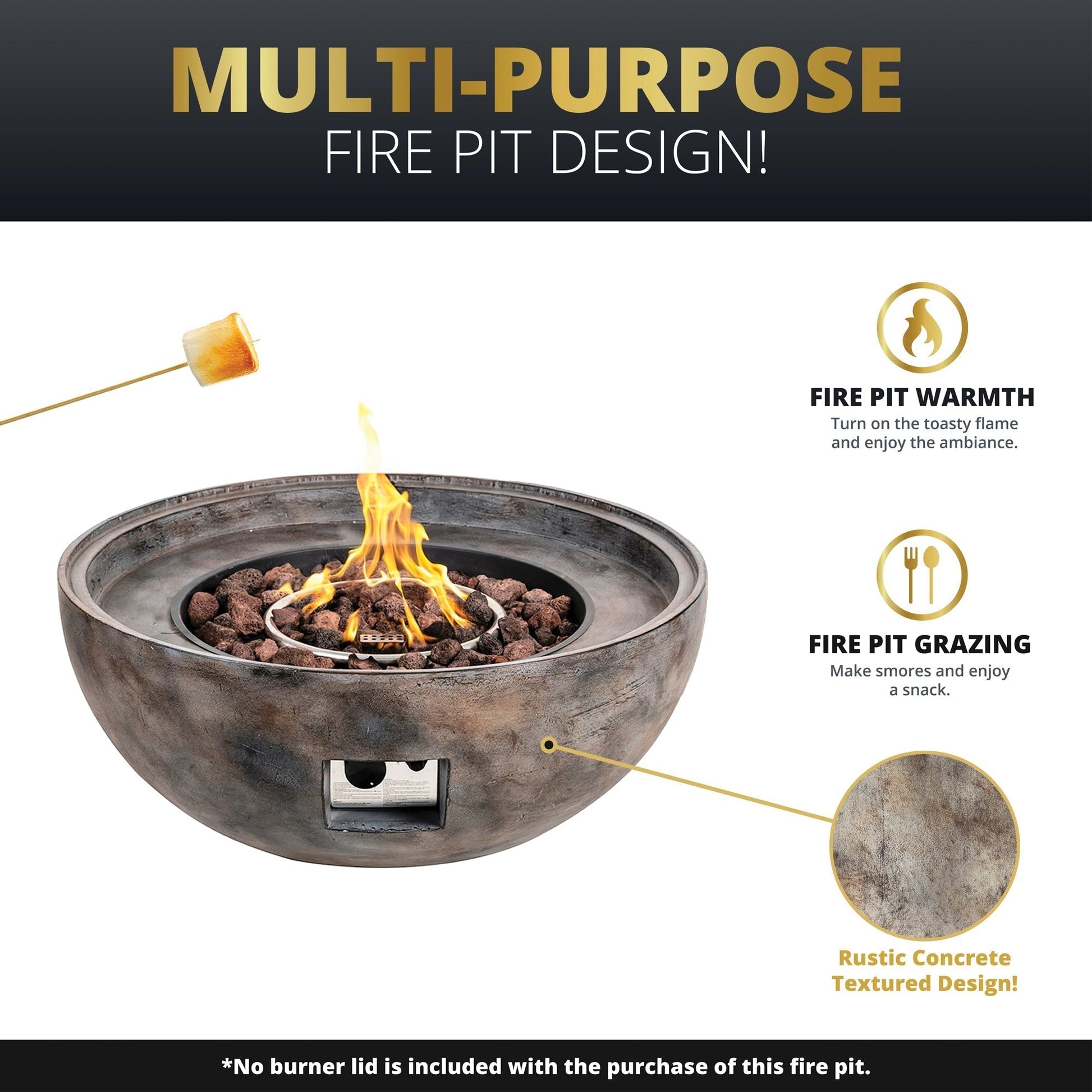Stonebridge 31-Inch Concrete Fire Pit Bowl