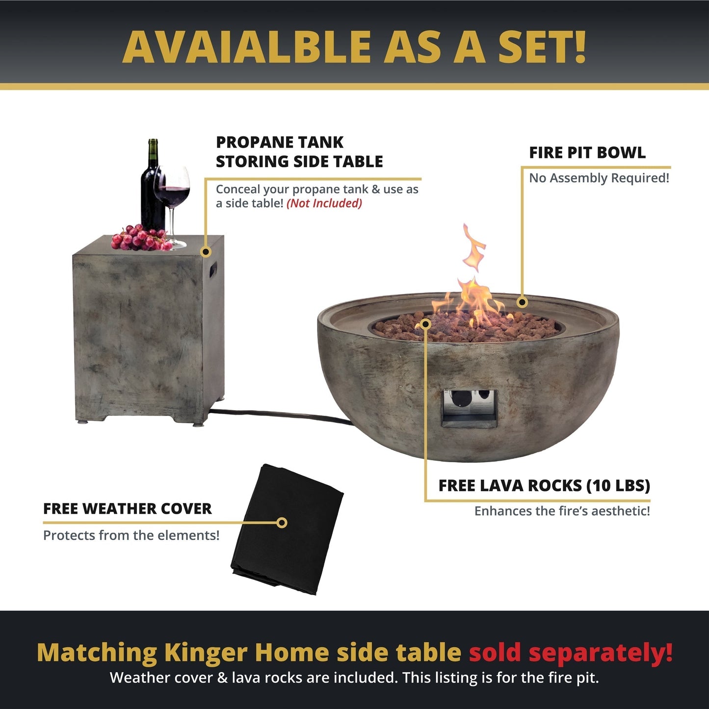 Stonebridge 31-Inch Concrete Fire Pit Bowl