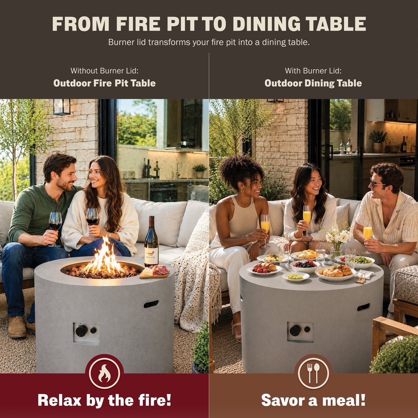 Loren 32" Outdoor Alloy Steel Fire Pit Table for Patio