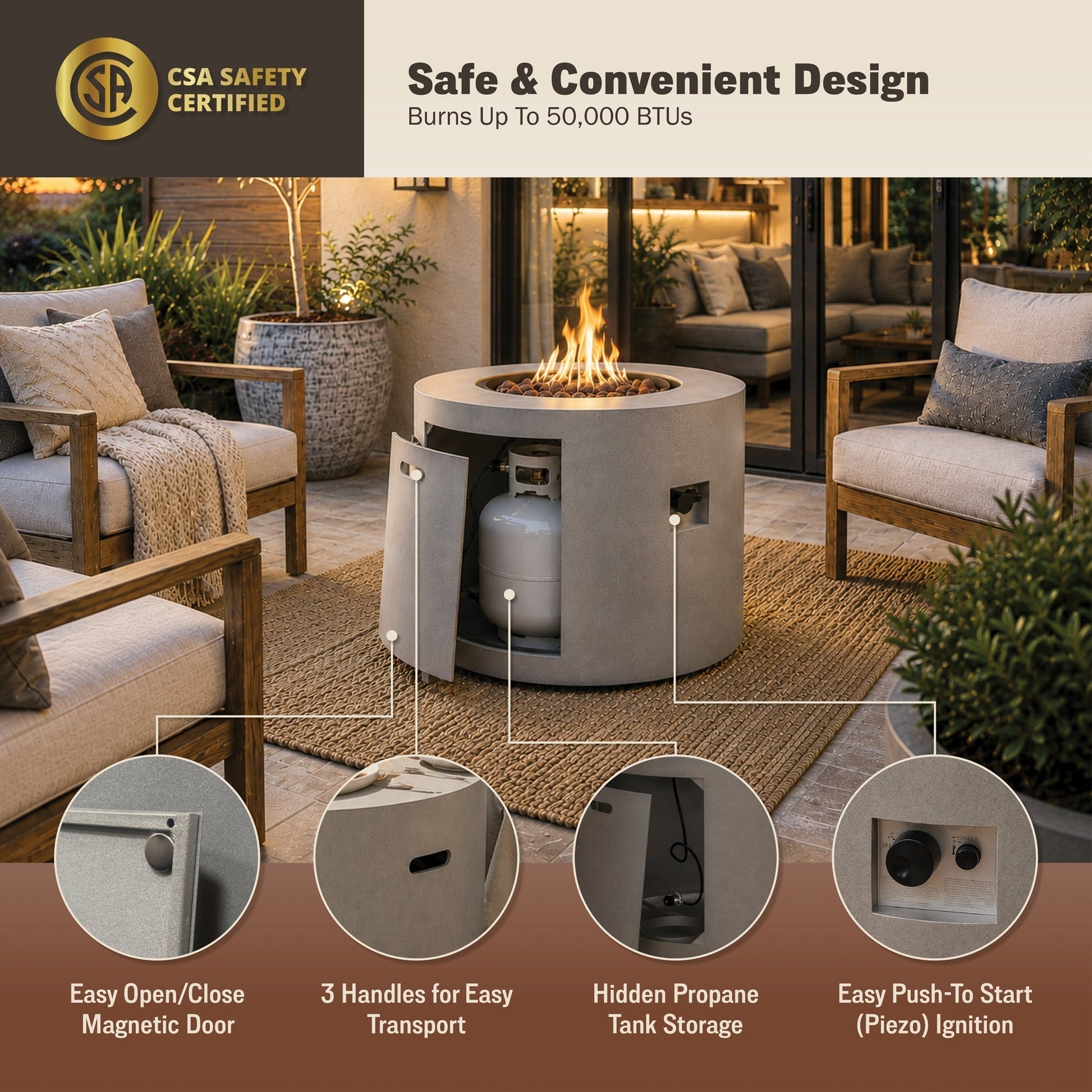 Loren 32" Outdoor Alloy Steel Fire Pit Table for Patio