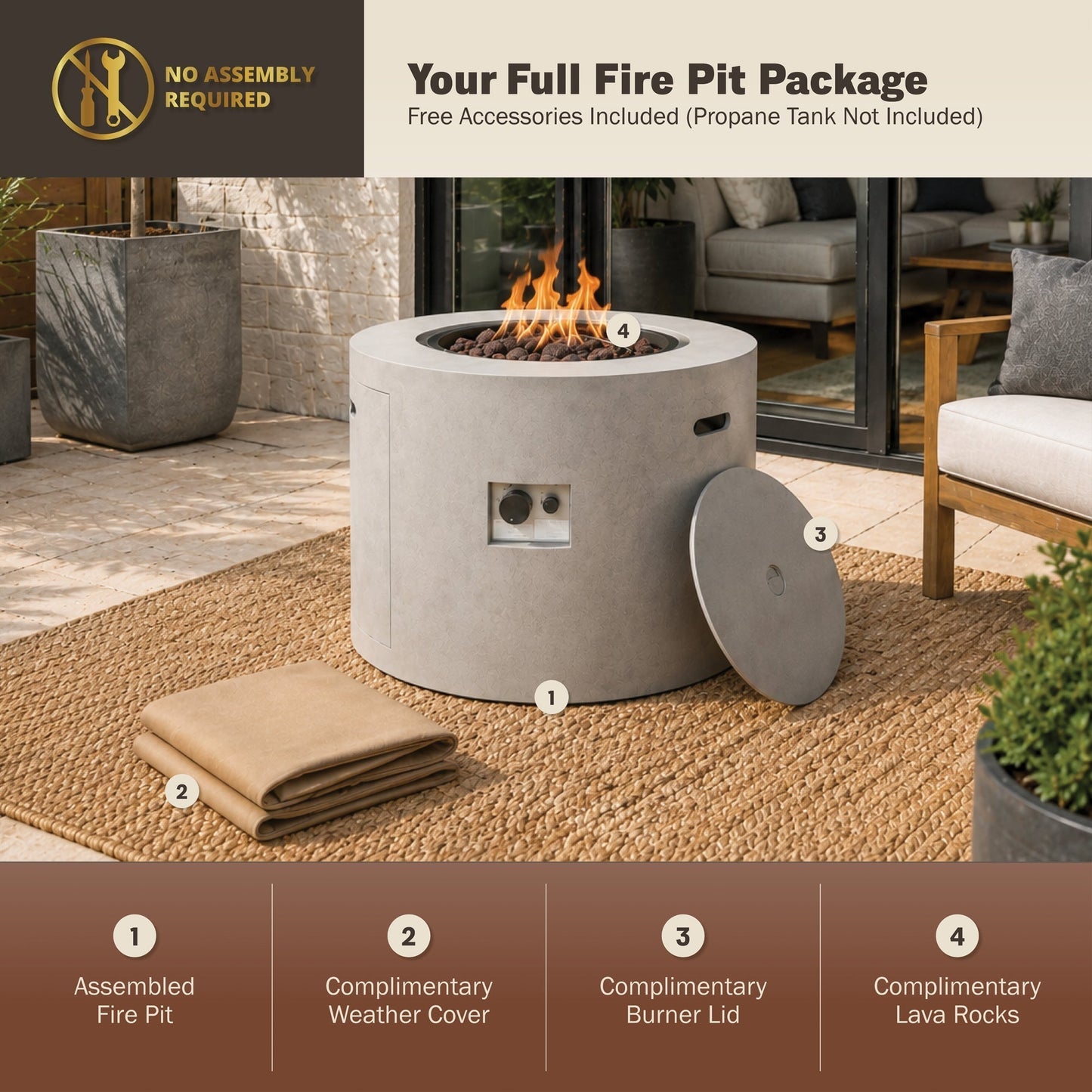 Loren 32" Outdoor Alloy Steel Fire Pit Table for Patio