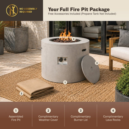Loren 32" Outdoor Alloy Steel Fire Pit Table for Patio