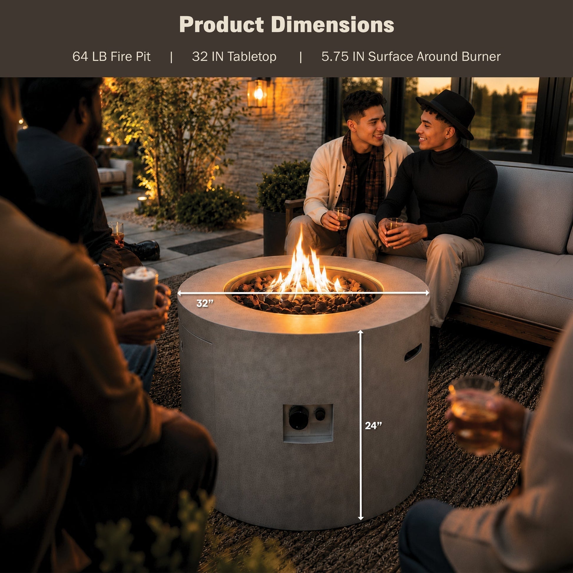 Loren 32" Outdoor Alloy Steel Fire Pit Table for Patio