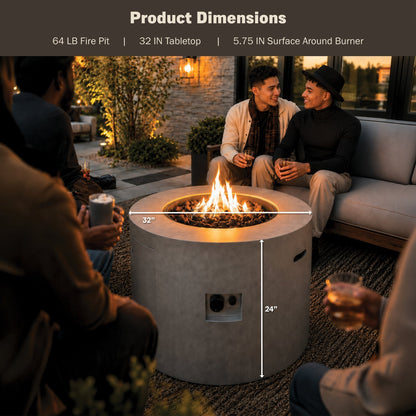 Loren 32" Outdoor Alloy Steel Fire Pit Table for Patio
