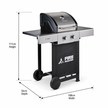 Fire Mountain Sierra 2 Burner Stainless Steel Gas BBQ