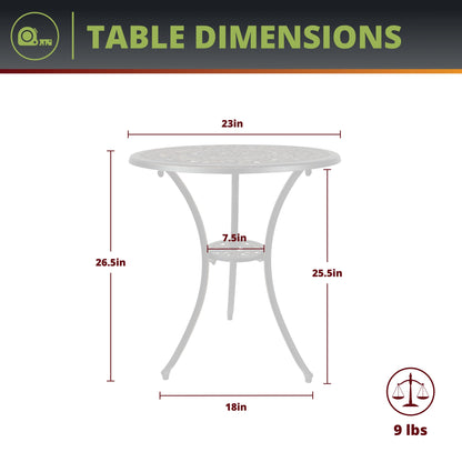 Hibiscus 3-Piece Outdoor Bistro Set for Patio, Antique Bronze