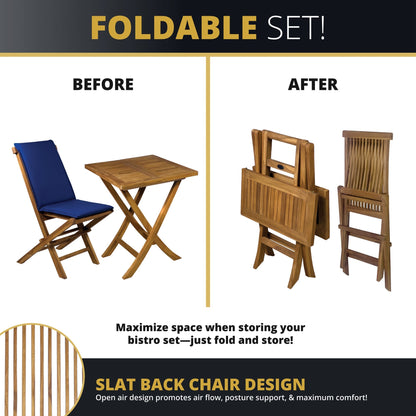 Leona 3PC Foldable Bistro Set - Teakwood