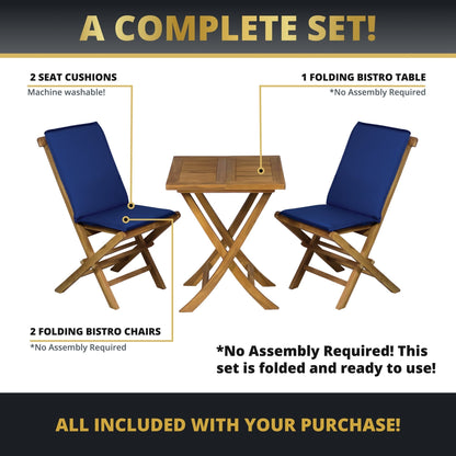 Leona 3PC Foldable Bistro Set - Teakwood
