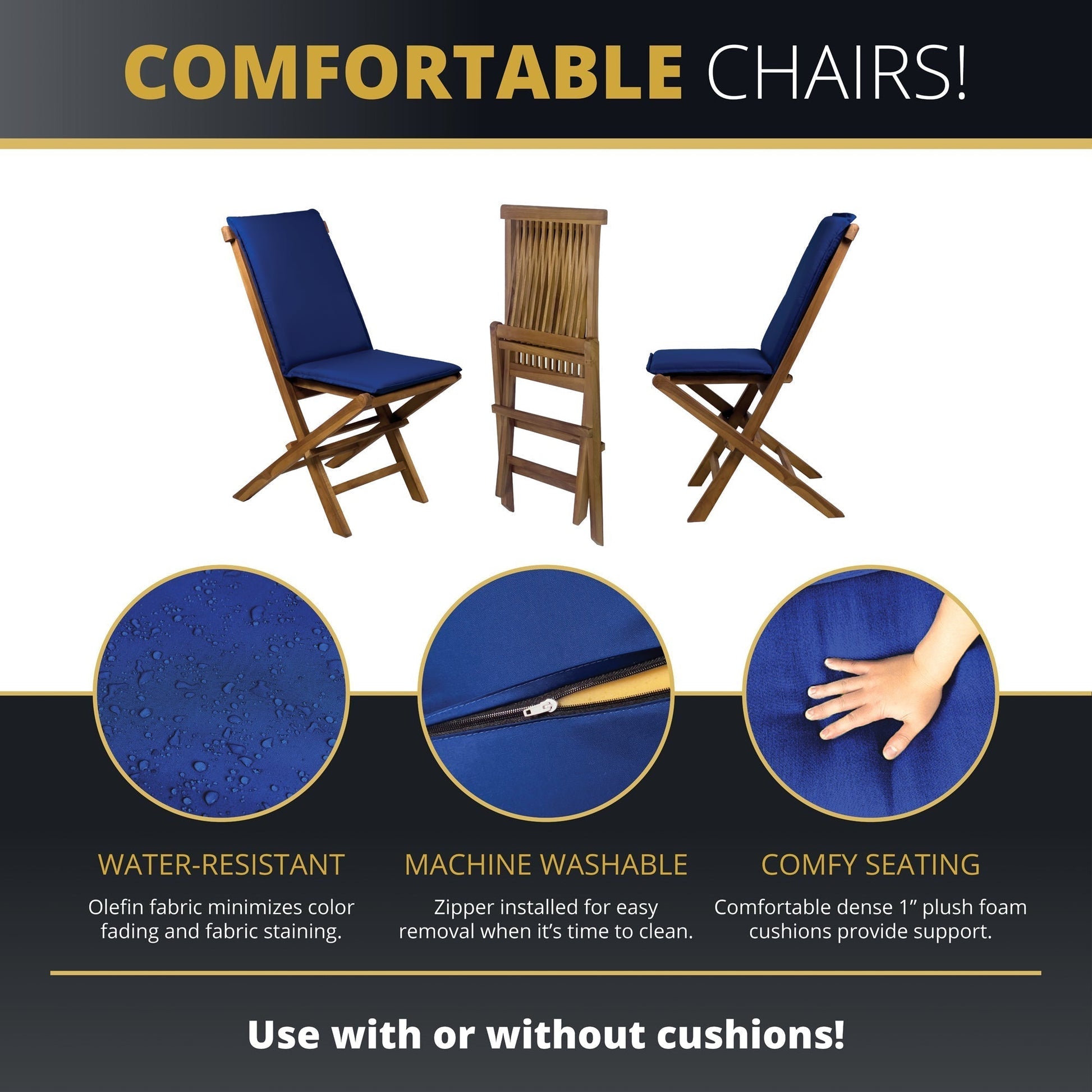 Leona 3PC Foldable Bistro Set - Teakwood