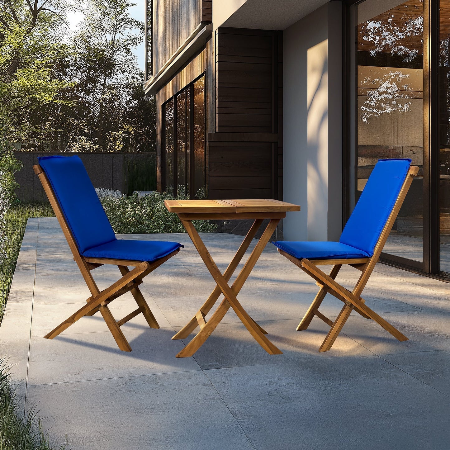 Leona 3PC Foldable Bistro Set - Teakwood
