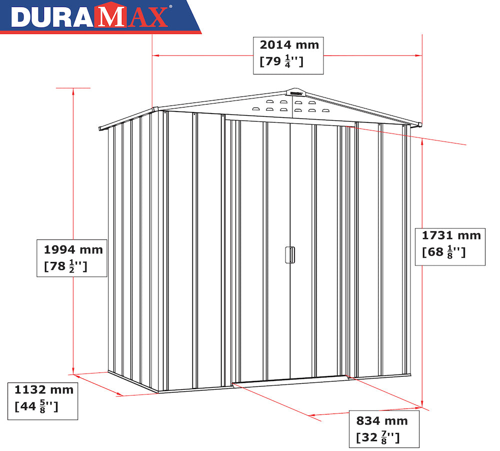 Duramax TOP 1.92 x 1.13 m Metal Shed - Woodgrain