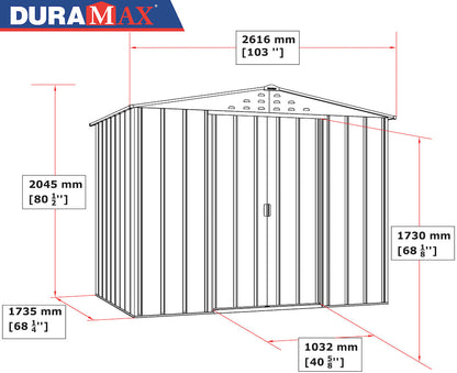 Duramax TOP 2.52 x 1.74 m Metal Shed - Woodgrain