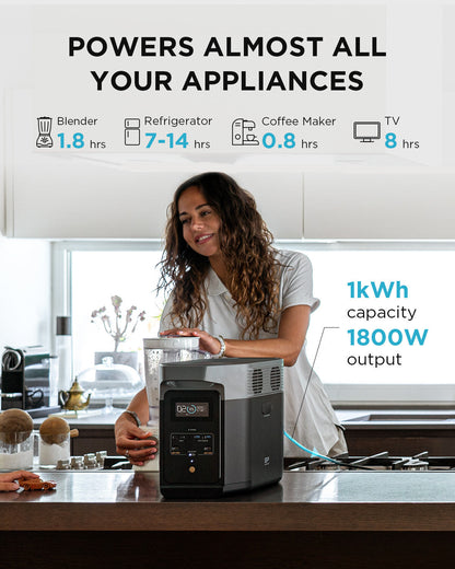 ECOFLOW DELTA 2 Portable Power Station 1024Wh LFP Solar Battery X-boost 2400W